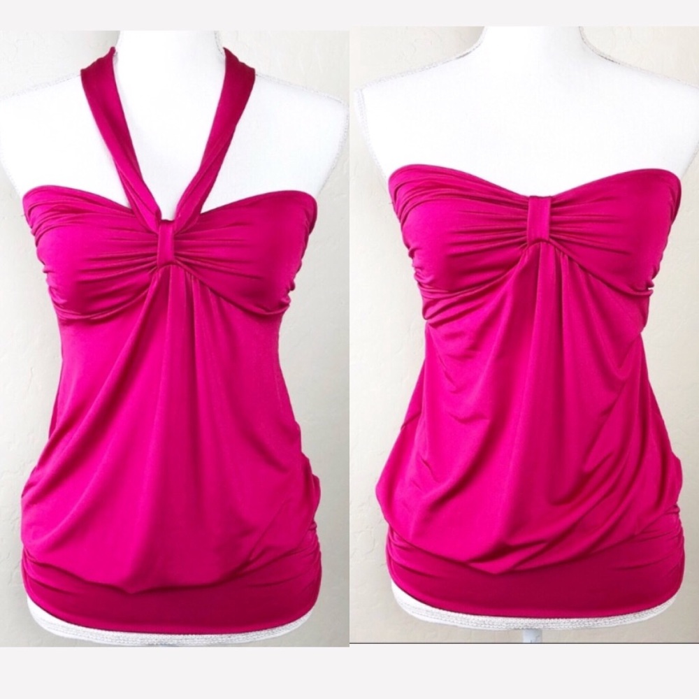 Pink convertible strapless or halter top. Small